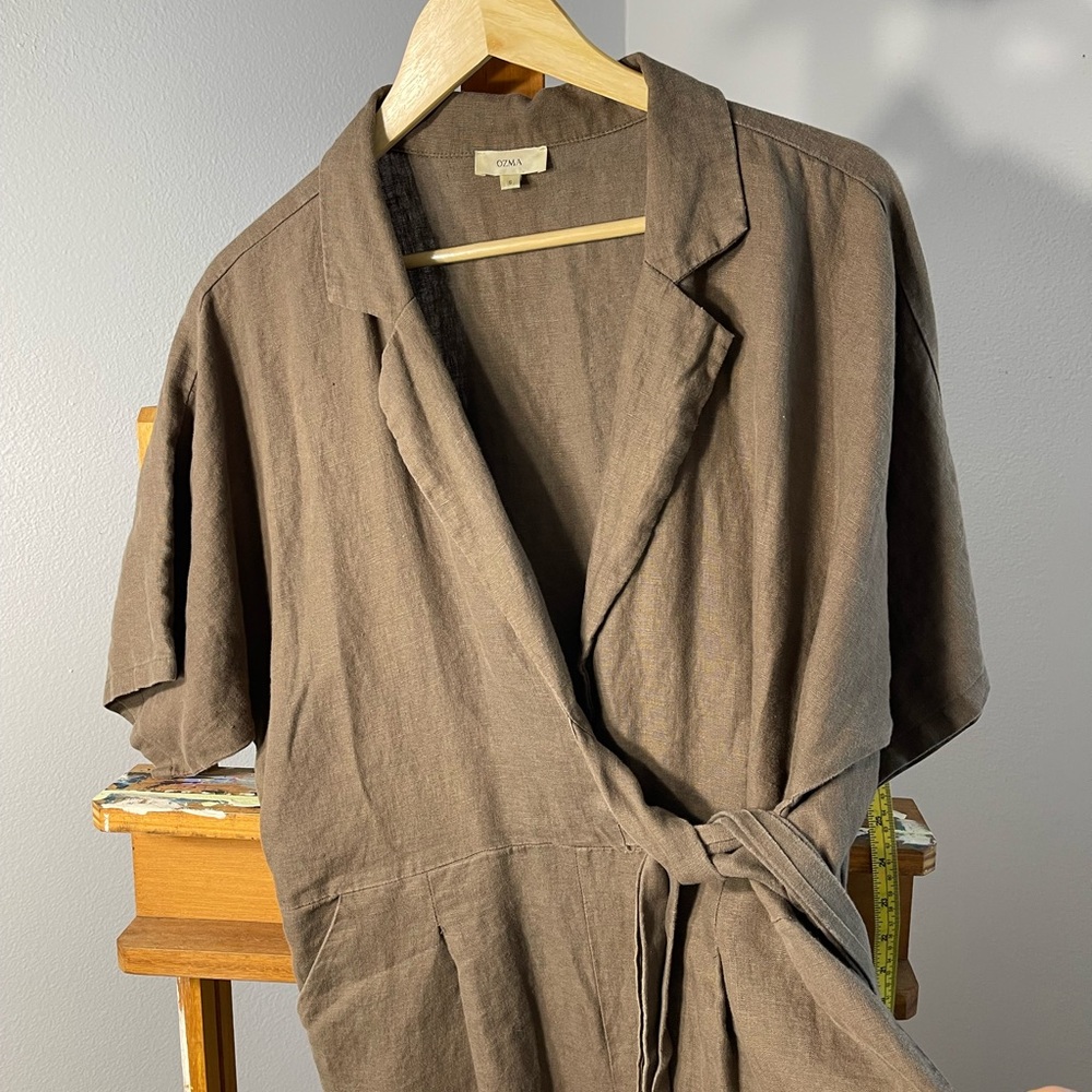OZMA taupe Linen Jumpsuit